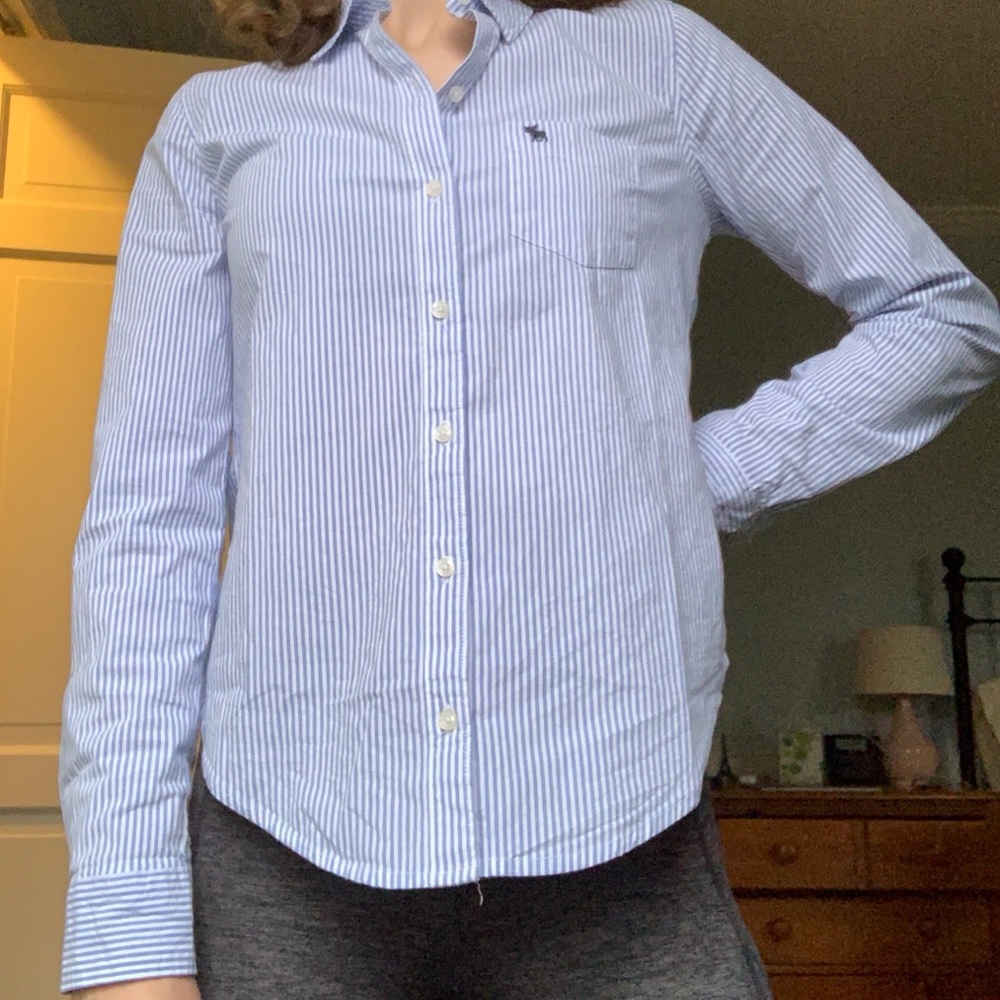 Abercrombie Blue Striped Button Up